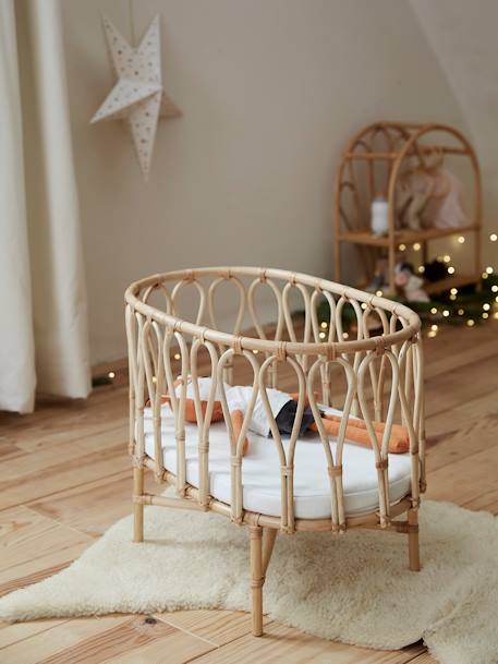 Rattan Bed for Dolls Beige 