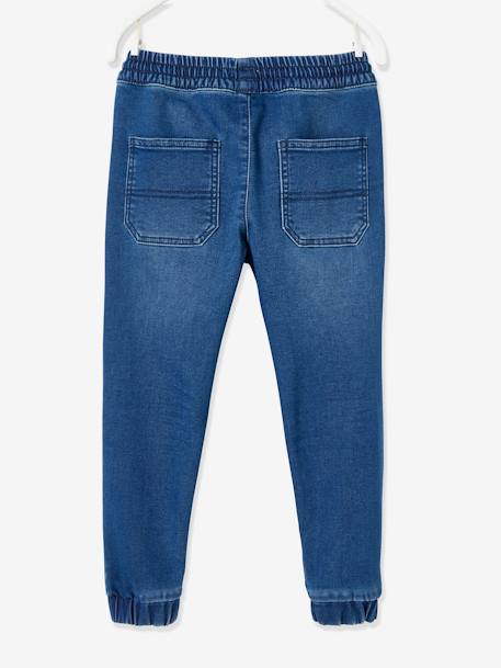 Denim-Effect Fleece Joggers, Easy to Put On, for Boys Denim Blue+denim grey 