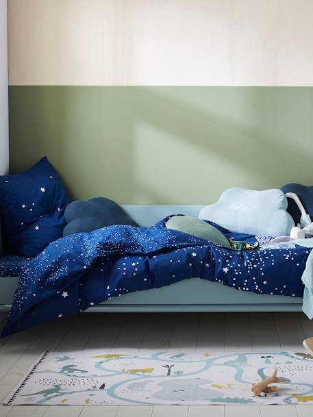 Duvet Cover + Pillowcase Set for Children, Glow-in-the-Dark Details, POLAR BEAR Dark Blue 