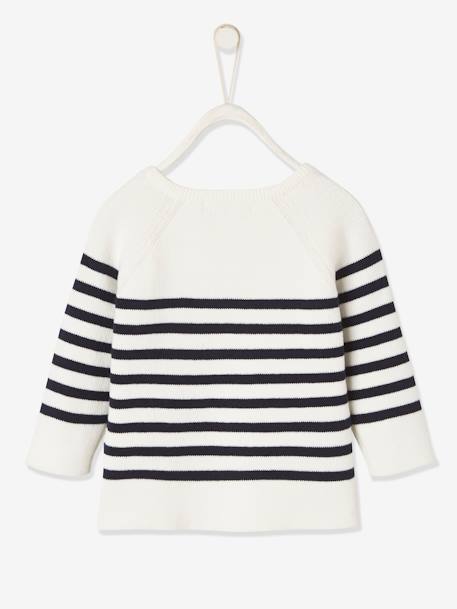 Sailor-Type Jumper for Babies BROWN MEDIUM STRIPED+Dark Blue Stripes+White Stripes 