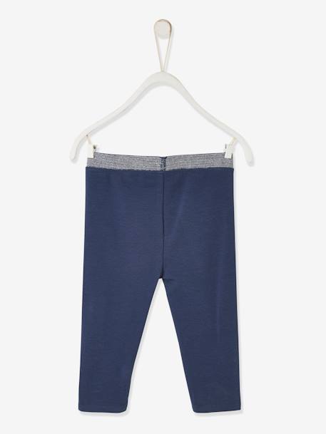 Leggings with Glittery Waistband for Baby Girls apricot+Dark Blue 