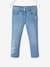 Cropped Denim Trousers with Embroidered Flowers, for Girls Light Denim Blue 