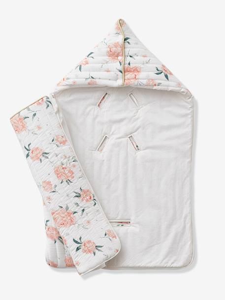 Baby Nest in Cotton Gauze, EAU DE ROSE Theme White/Print 