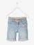 Bermuda Shorts with Embroidered Flowers, for Girls Light Denim Blue 