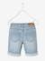 Bermuda Shorts with Embroidered Flowers, for Girls Light Denim Blue 