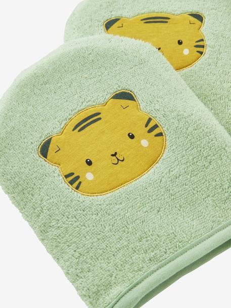 Pack of 2 Wash Mitts, Panda Dark Yellow+Green 