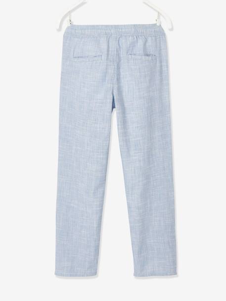 Trousers, Convert into Cropped Trousers, in Lightweight Fabric, for Boys Light Blue+marl beige 