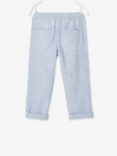 Trousers, Convert into Cropped Trousers, in Lightweight Fabric, for Boys Light Blue+marl beige 