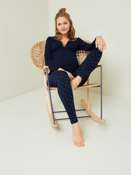 Pyjamas, Maternity & Nursing Special Dark Blue/Print+terracotta 