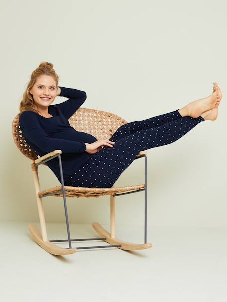 Pyjamas, Maternity & Nursing Special Dark Blue/Print+terracotta 