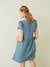 Cotton Gauze Dress, Maternity & Nursing Special caramel+denim blue+Sage+white 