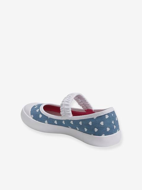 Mary Jane Shoes in Canvas for Girls Blue/Print+Gold 