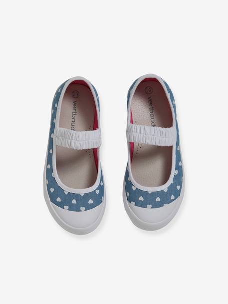 Mary Jane Shoes in Canvas for Girls Blue/Print+Gold 