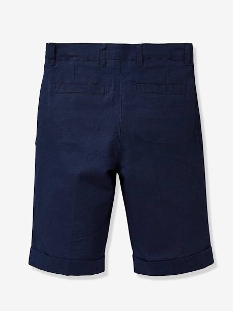 Boy's linen/cotton formalwear Bermuda shorts Dark Blue 