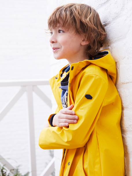 Sailing Raincoat with Hood & Lining for Boys Yellow/Print 