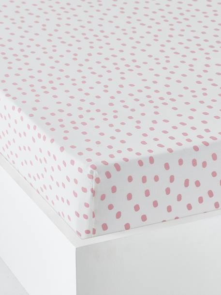 Fitted Sheet for Children, PINK JUNGLE Theme White/Print 