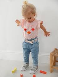 Baby-Trousers & Jeans-Jeans with Fabric Belt, for Babies