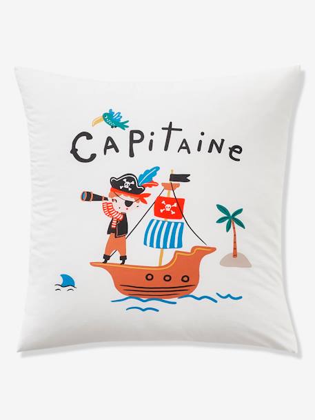 Children's Duvet Cover + Pillowcase Set, P for Pirate Theme White 