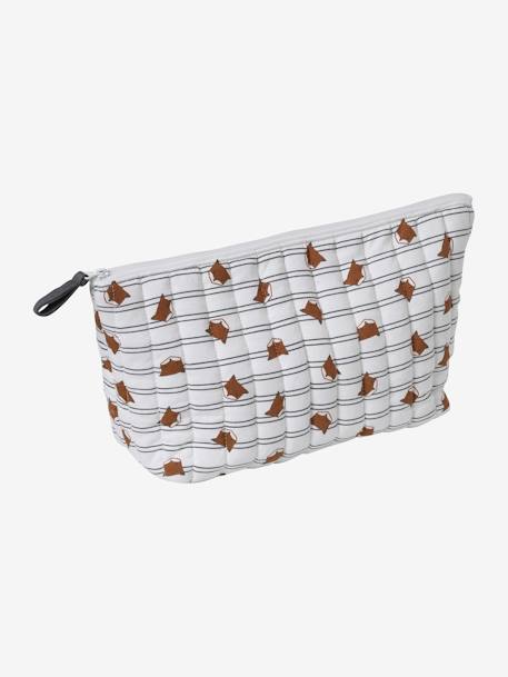 Children's Toiletry Bag Cream/Print+White Stripes 