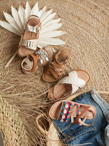 Foam Leather Sandals for Girls Gold 