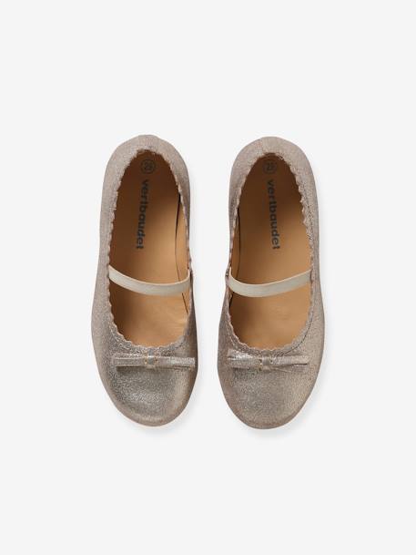 Leather Ballet Pumps, for Girls Gold+rose+Shimmery Dark Blue 