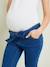 Slim Leg Trousers in Denim-Effect Fleece, for Maternity Light Denim Blue 