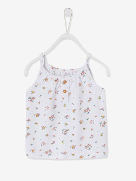 Striped Sleeveless Top with Fine Straps, for Babies rose+White/Print 