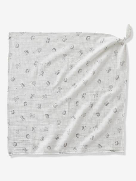 Pack of 3 Muslin Squares in Organic Cotton*, Jouy Story White 