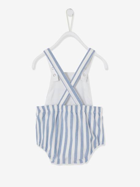 Playsuit for Newborn Babies Dark Blue Stripes+ecru+Green+pale yellow 