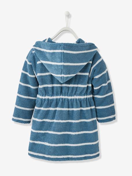 Striped Bathrobe with Hood for Children Blue Stripes 