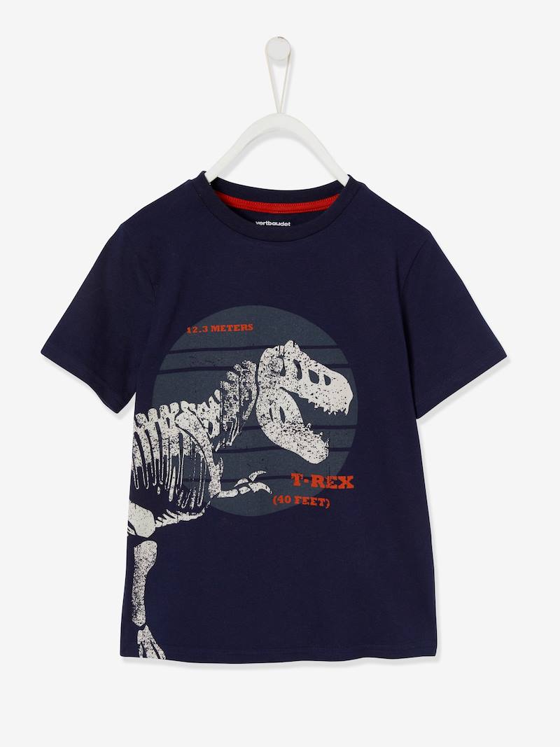 T-Shirt with Large Dinosaur, for Boys - dark blue, Boys | Vertbaudet