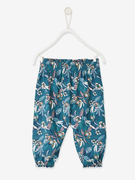 Loose-Fitting Printed Trousers, for Babies Dark Green/Print+ecru+printed violet 