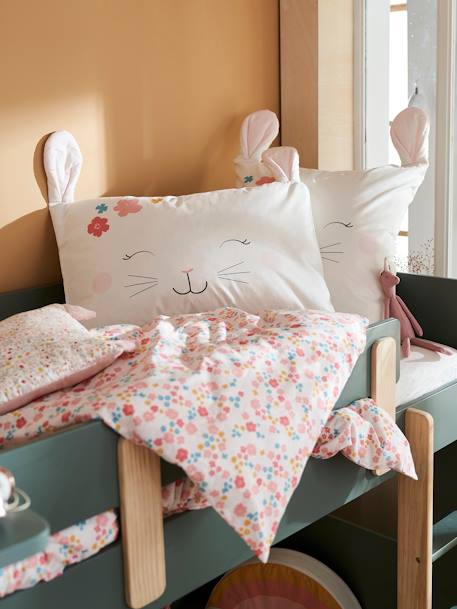 Children's Duvet Cover + Pillowcase Set, LAPIN ROMANTIQUE White/Print 