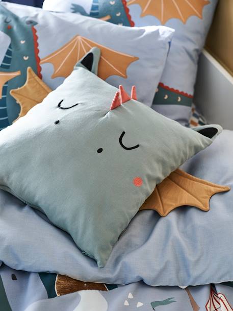 Square Dragon Cushion Green 