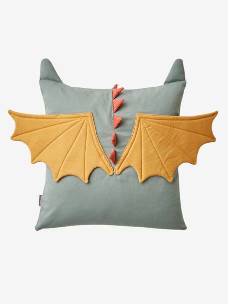 Square Dragon Cushion Green 