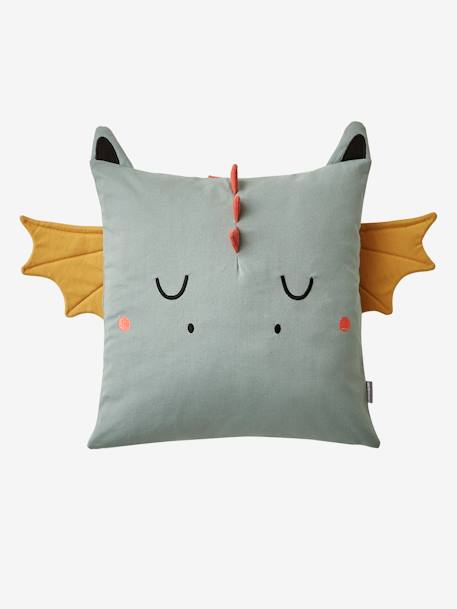 Square Dragon Cushion Green 