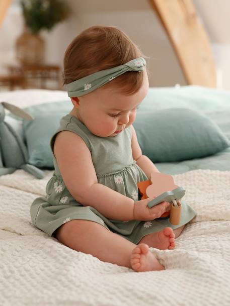 3-Piece Ensemble for Newborn Babies, Headband, Dress with Motifs