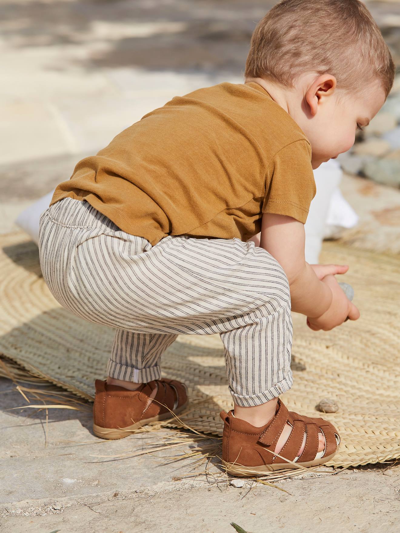 Leather Sandals for Baby Boys Designed for First Steps camel