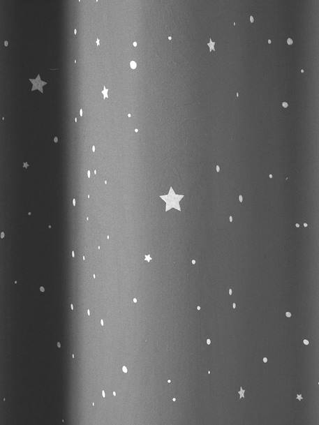 Blackout Curtain with Glow-in-the-Dark Details, Stars Grey/Print 