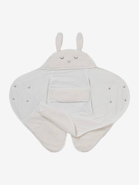 Throw Footmuff for Baby, in Plush Fabric, Lining in Jersey Knit White 