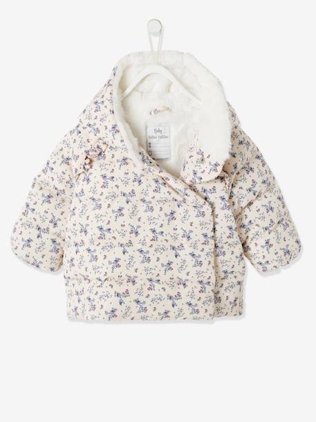 Asymmetric Jacket, Lined, for Babies Light Pink/Print+slate blue 