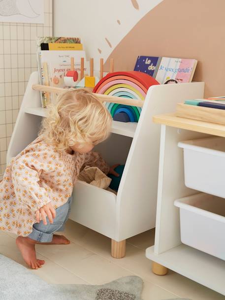 Storage Unit, Mixed Shelf + Trays, Ptilou Wood/White 