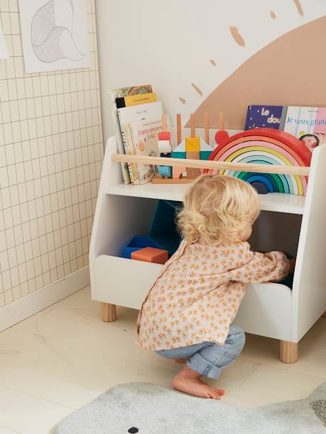 Storage Unit, Mixed Shelf + Trays, Ptilou Wood/White 