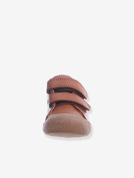 Boots for Baby Boys, Cocoon Velcro by NATURINO®, Designed for First Steps BROWN LIGHT SOLID+Dark Blue 