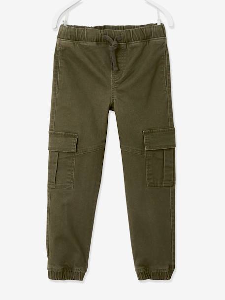 Pull-On Cargo-Type Trousers for Boys crystal blue+Dark Green+taupe 