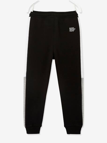 Fleece Joggers with Two-Tone Side Stripes for Boys Black+fir green 