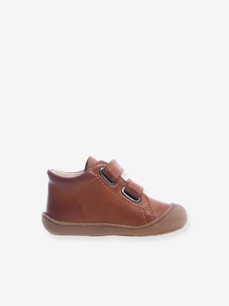 Boots for Baby Boys, Cocoon Velcro by NATURINO®, Designed for First Steps BROWN LIGHT SOLID+Dark Blue 