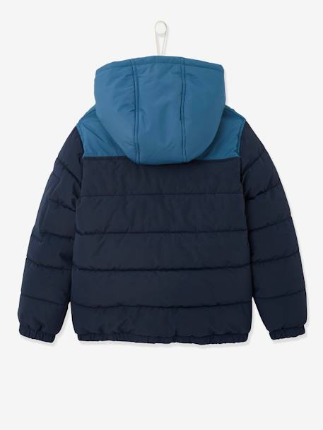 Two-tone Hooded Jacket with Recycled Polyester Padding, for Boys Electric Blue+hazel 