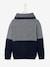 Jumper with Iridescent Neck, in Fancy Colourblock Knit, for Boys Brown+Dark Blue+navy blue 