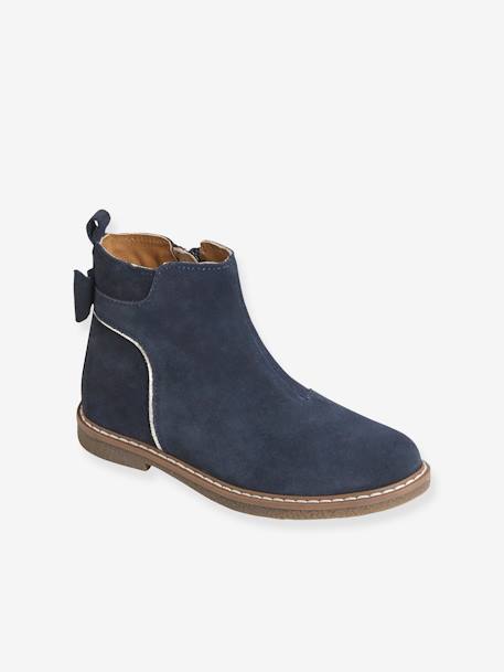 Leather Boots for Girls Dark Blue 